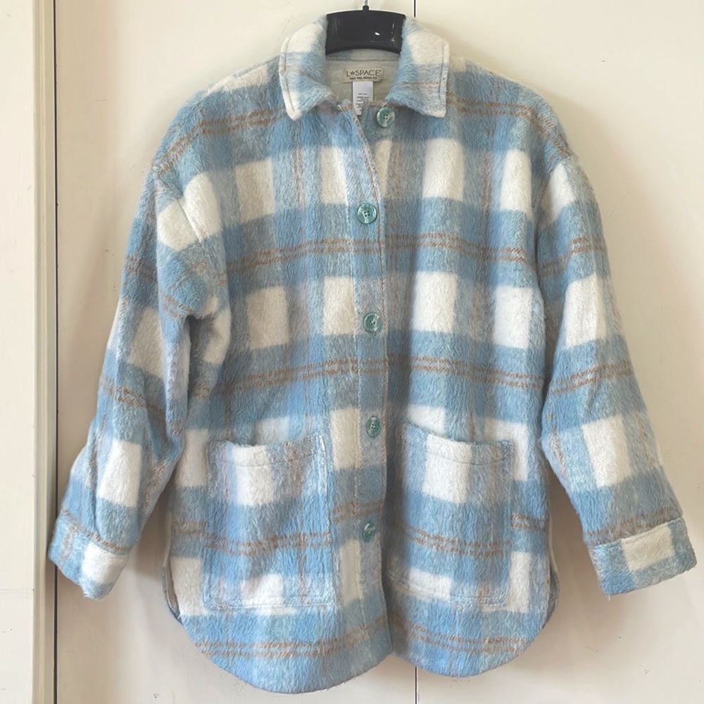 L-Space shirt jacket. XS light blue/plaid